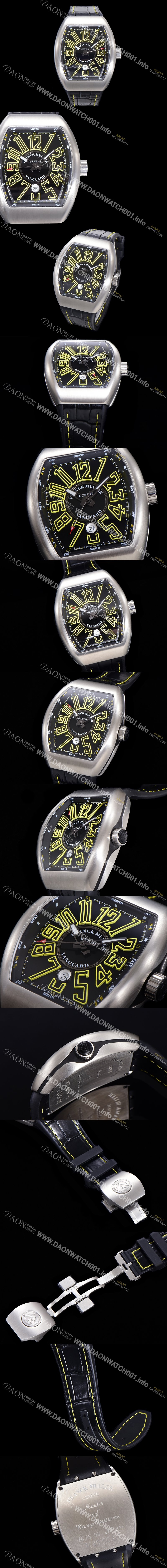 SA급 프랭크뮬러 남성용 뱅가드 2824 므브먼트 오토매틱 44미리 러버밴드 블랙다이얼 FRA75489 xx