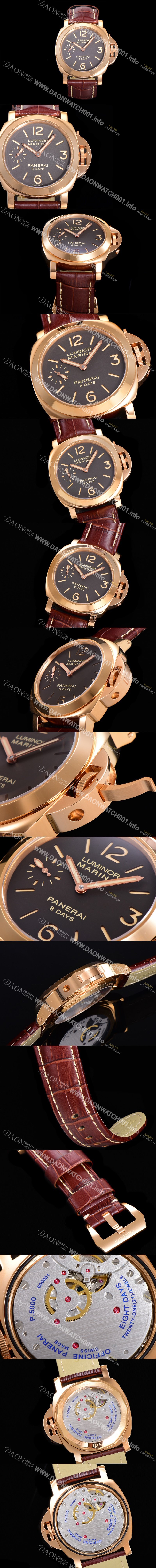 SA급 파네라이 남성용 루미노르 PAM00511 마리나 로즈골드 8 Days 브라운다이얼 44mm 수동형 무브먼트 PAN03362 xx
