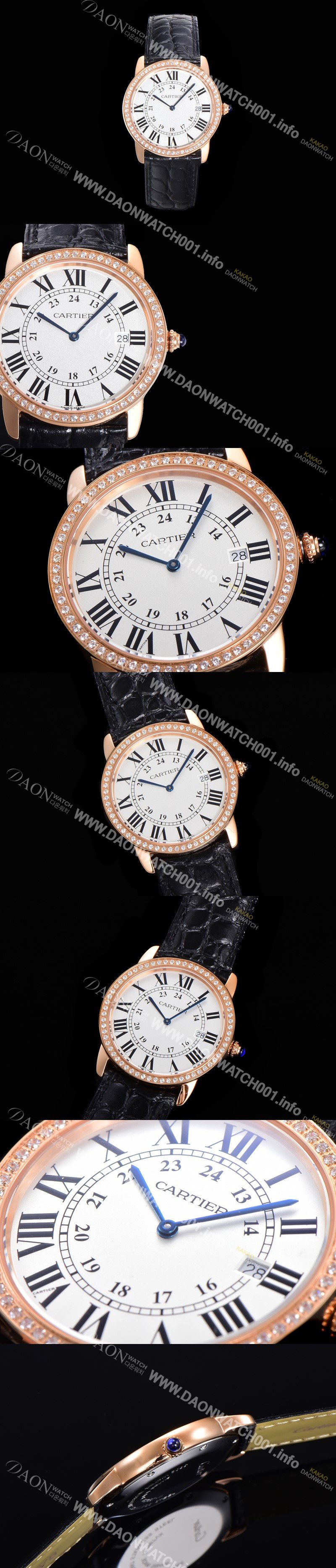 SA급 까르띠에 남여공용 롱드 더 솔로 WR000651  쿼츠 므브먼트 36미리 로즈골드 큐빅베젤 악어가죽줄 화이트다이얼 CAR11560 xx