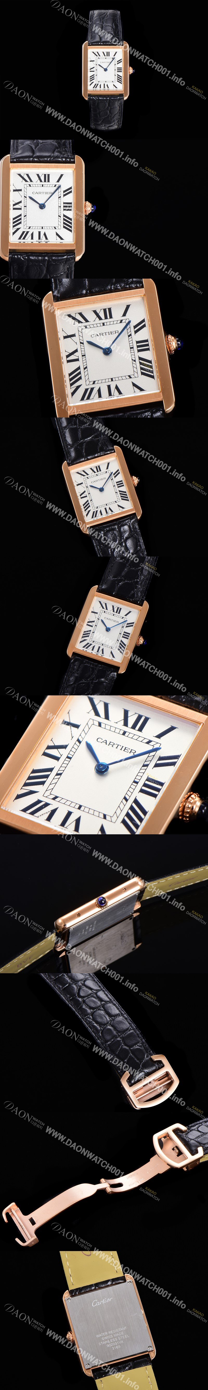 SA급 까르띠에 남성용 신상 탱크 WSTA0028 화이트 다이얼 34.8mm 로즈골드 커플용 악어가죽 쿼츠 무브먼트 CAR01580 xx