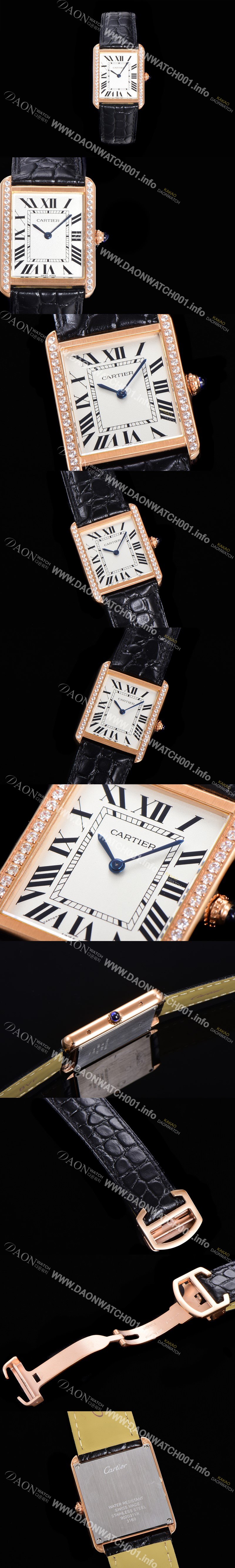 SA급 까르띠에 남성용 탱크 WJTA0015 로마 인덱스 34.8mm 화이트 다이얼 로즈골드 커플용 악어가죽 쿼츠 무브먼트 CAR01583 xx