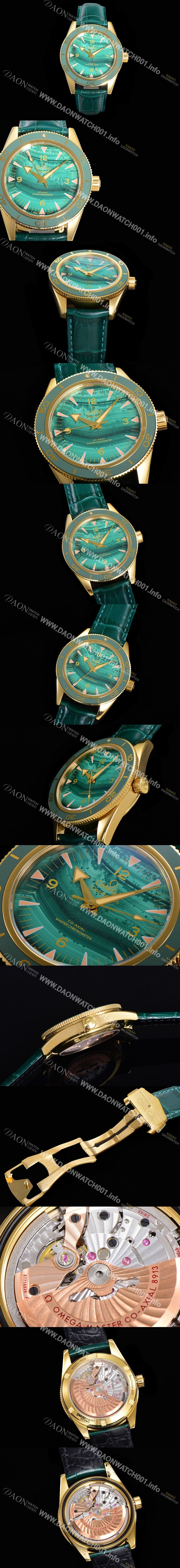 SA급 오메가남성용 2021 씨마스터 300 Co-Axial 크로노미터 234.63.41.21.99.001 옐로우골드 오토매틱 므브먼트 41mm 그린다이얼 OMG12800 xx