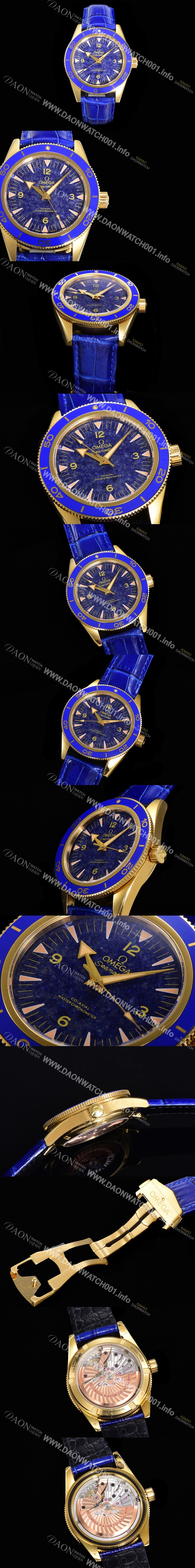 SA급 오메가남성용 2021 씨마스터 300 Co-Axial 크로노미터 234.63.41.21.99.002 옐로우골드 오토매틱 므브먼트 41mm 블루다이얼 OMG12806 xx