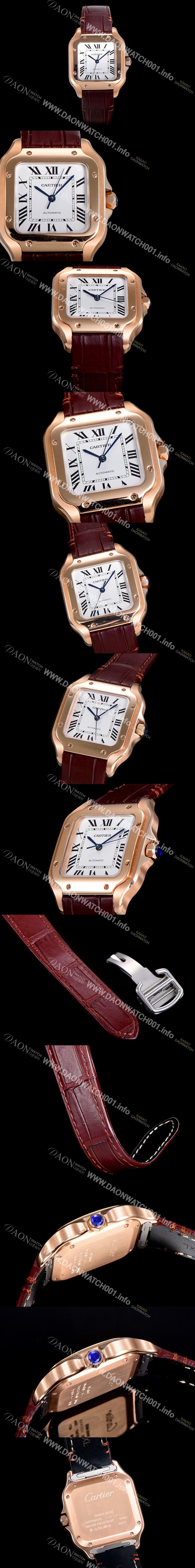 SA급 까르띠에 남성용 산토스 더 까르띠에 WGSA0028 오토매틱 ETA2892-2 금장시계 18K로즈골드 35.1미리 화이트다이얼 CAR13980 xx