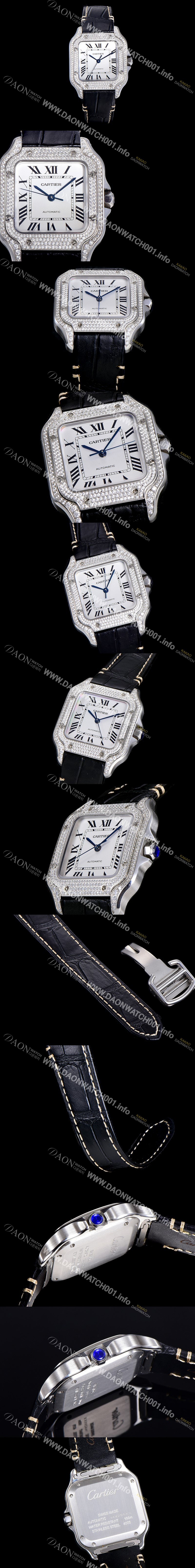 SA급 까르띠에 남성용 산토스 더 까르띠에 WJSA0006 오토매틱 ETA2892-2 보석시계 35.1미리 화이트다이얼 CAR13942 xx