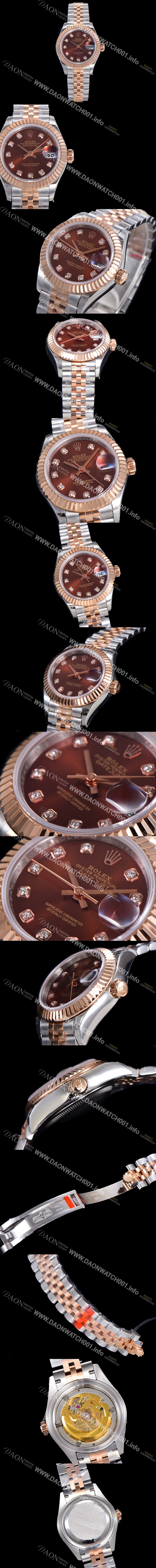SA급 로렉스 여성용 데이져스트 신형 m279171-0011 28mm 브라운 다이얼 쥬빌리 브레이슬릿 ETA2671오토매틱 무브먼 ROL00805 xx