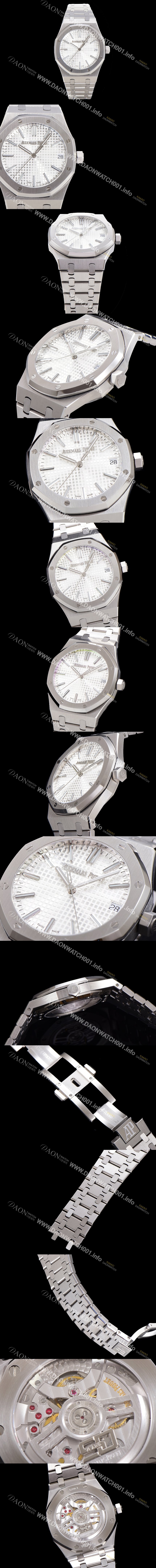 SA급 오데마피게 남성용 로얄오크 15510 오토매틱 Cal.4302타입 메탈줄 화이트다이얼  aud5129 xx