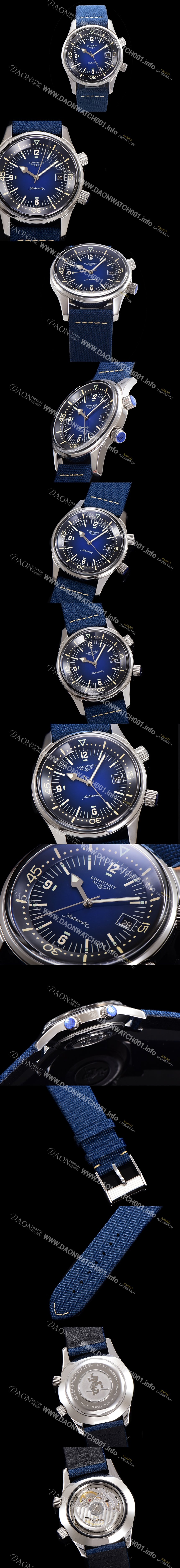 SA급 론진 남성용 해리티지 오토매틱 Cal.L888.5 타입 42mm 가죽줄 블루다이얼 lon5199 xx