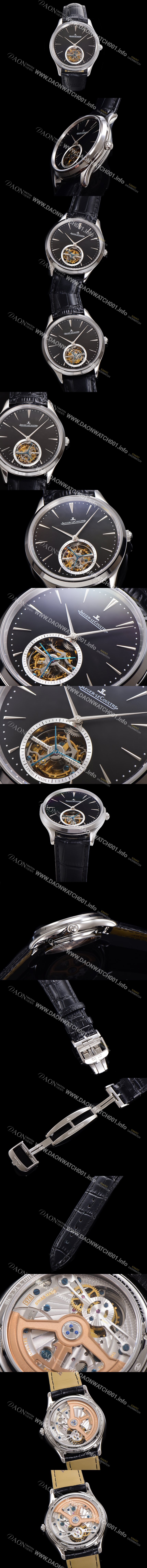 SA급 예거 르꿀르뜨 남성용 마스터 울트라 씬 투어빌론 43mm 가죽줄 블랙다이얼 jag9125 xx