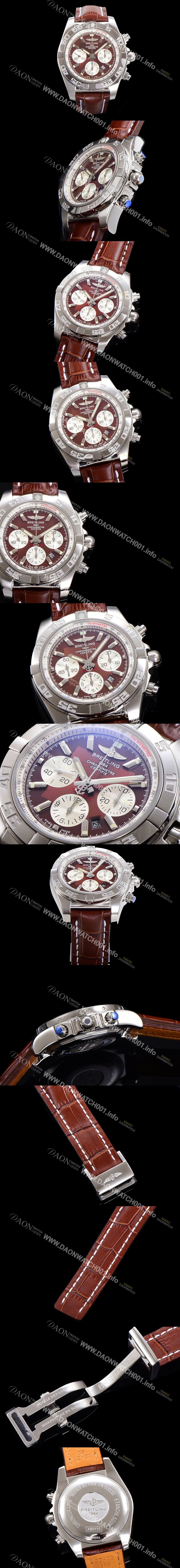 SA급 브라이틀링 남성용 윈드라이더 크로노맷 오토매틱 ETA-7750 기계식 44mm 가죽줄 브라운다이얼 bre3521 xx