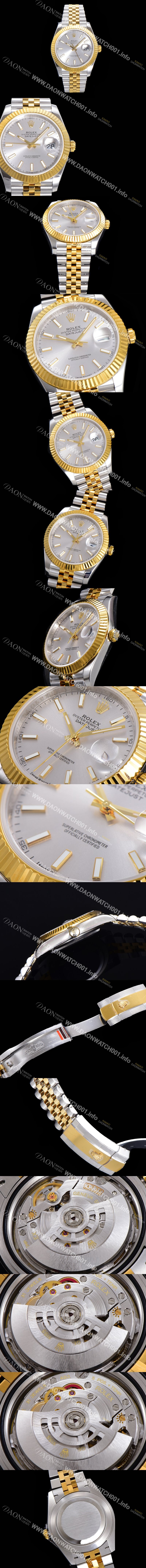 SA급 로렉스 남성용 904L스틸!! 2022신형 데이져스트 41mm II 126333 !! 18K 옐로골드 실버 다이얼 브레이슬릿 신형 Cal.3235 오토매틱 무브먼트 ROL09329 xx