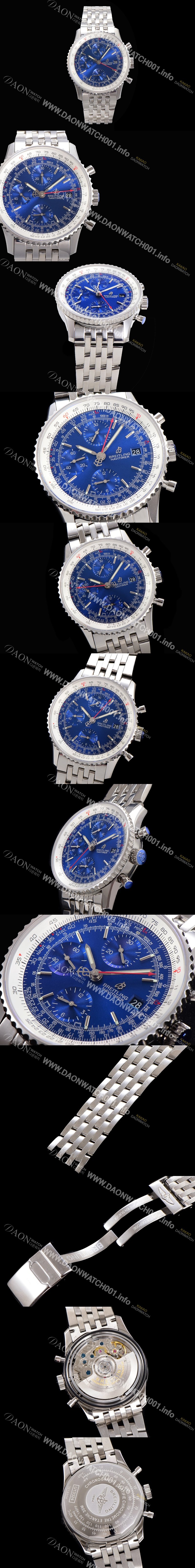 SA급 브라이틀링 남성용 네비타이머 크로노그래프 ETA7750-2 타입 오토매틱 41mm 메탈줄 블루다이얼 bre5935 xx