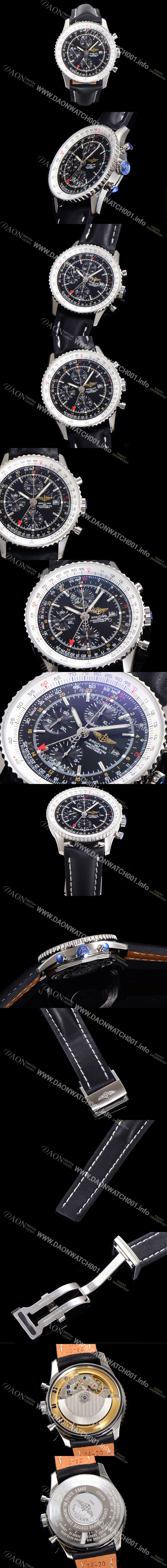 SA급 브라이틀링 남성용 네비타이머 크로노그래프 ETA7750-2 타입 오토매틱 46mm 가죽줄 블랙다이얼 bre5992 xx