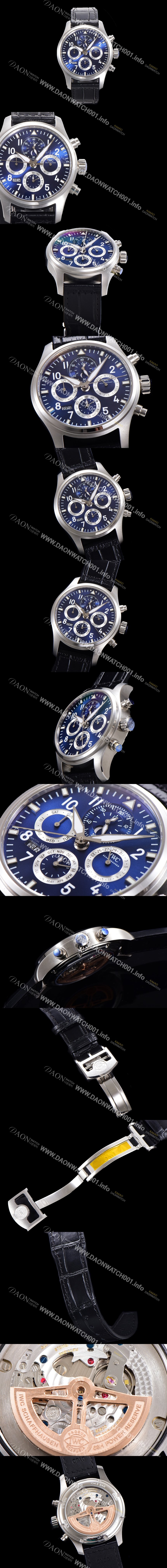 SA급 아이더블유씨 남성용 파일럿 41mm 오토매틱 89630 타입 가죽줄 블루다이얼 iwc3952 xx