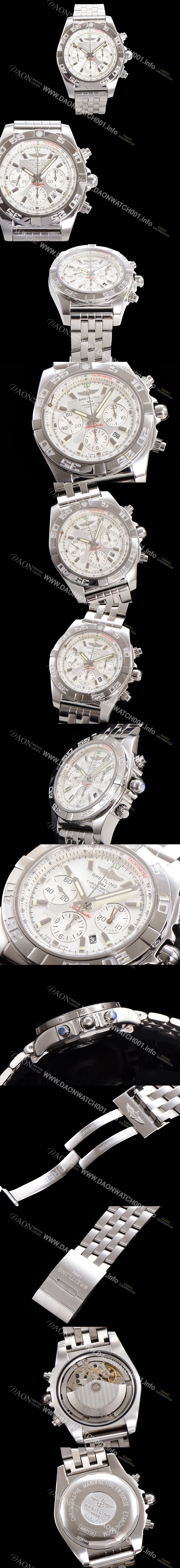 SA급 브라이틀링 남성용 크로노맷 오토매틱 크로노그래프 ETA7750-2타입 44mm 매탈줄 화이트다이얼 bre9153 xx