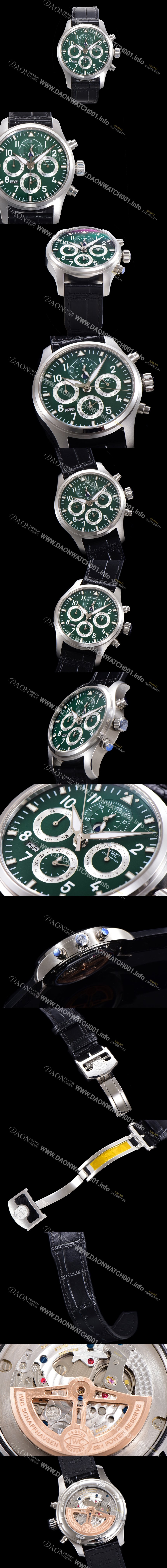 SA급 아이더블유씨 남성용 파일럿 41mm 오토매틱 89630 타입 가죽줄 그린다이얼 iwc1531 xx