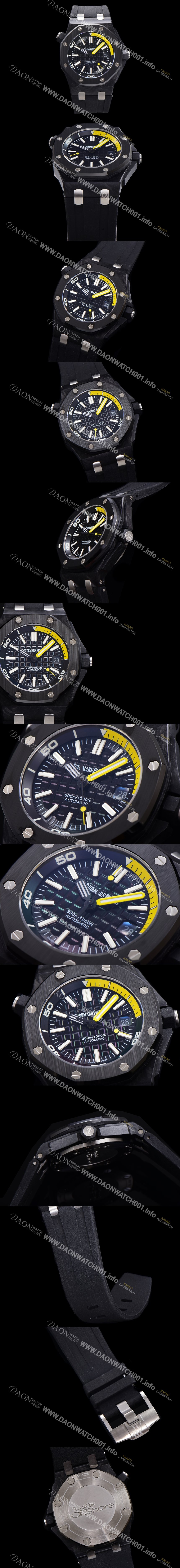 SA급 오데마피게 남성용 로얄오크 오프쇼어 오토매틱 Cal.3120 타입 블랙 PVD코팅  43mm 우레탄줄 민트 화이트다이얼 aud2911 xx