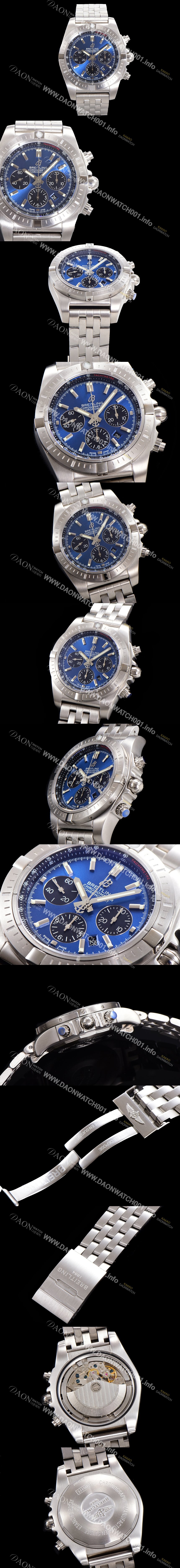 SA급 브라이틀링 남성용 크로노맷 오토매틱 크로노그래프 ETA7750-2타입 44mm 매탈줄 블루다이얼 bre1192 xx