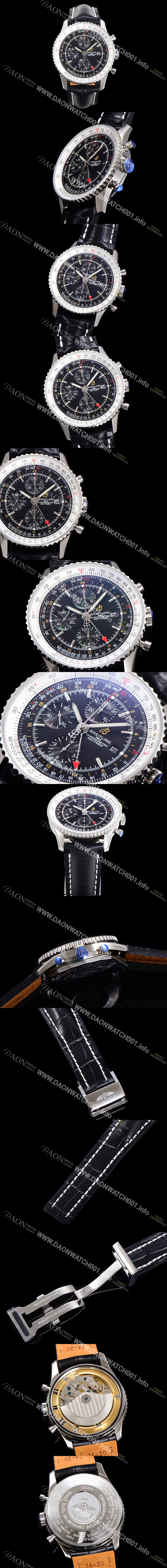 SA급 브라이틀링 남성용 네비타이머 크로노그래프 ETA7750-2 타입 오토매틱 46mm 가죽줄 블랙다이얼 bre2919 xx