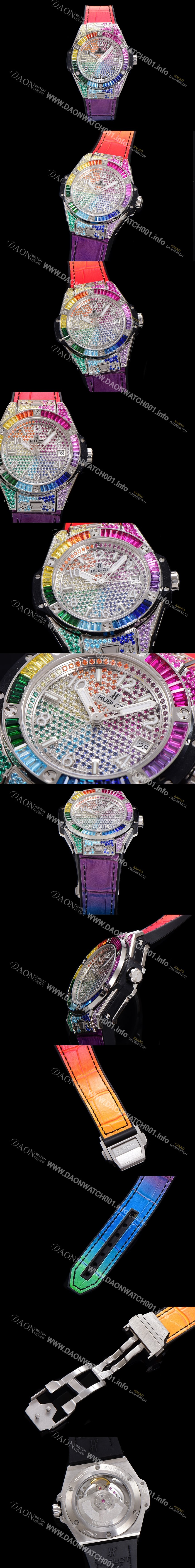 SA급 휴블렛 남여공용 빅뱅 오토매틱 HUB1710타입 39mm 다이아/보석 세팅 우레탄/가죽 믹스밴드 보석다이얼 hub9215 xx