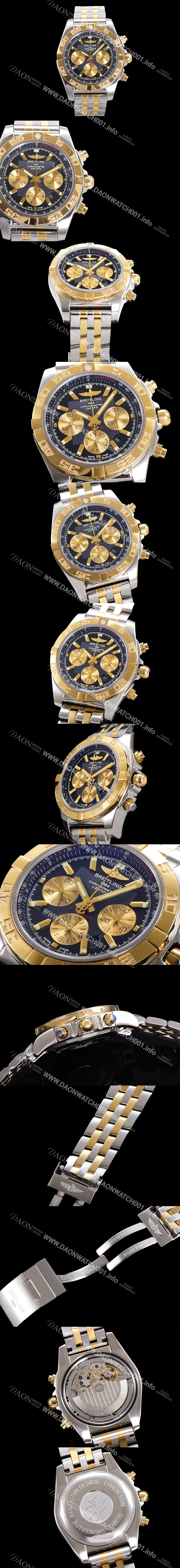 SA급 브라이틀링 남성용 크로노맷 오토매틱 크로노그래프 ETA7750-2타입 44mm 옐루골드 매탈줄 블랙다이얼 bre3111 xx