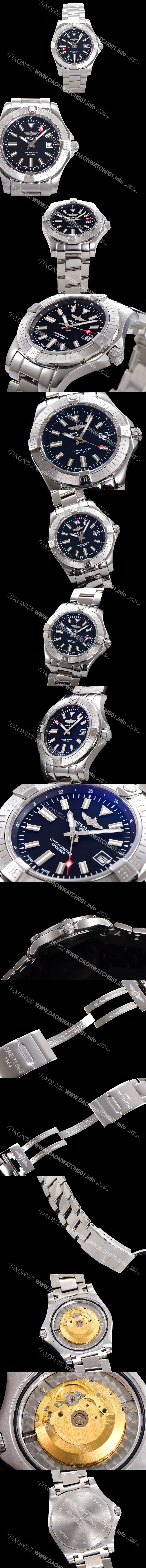 SA급 브라이틀링 남성용 어벤져 오토매틱 아시안 2836-2 타입 43mm 스틸 메탈시계 블랙다이얼 bre1213 xx