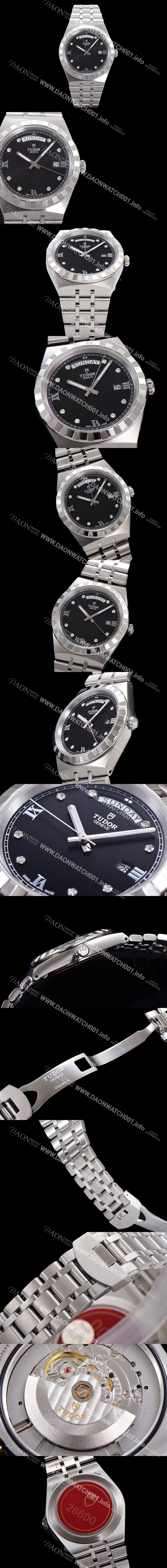 SA급 튜더 남성용 로얄 워치 오토매틱 스위스 ETA2836-2 타입 41mm 메탈줄 블랙다이얼 tud5935 xx