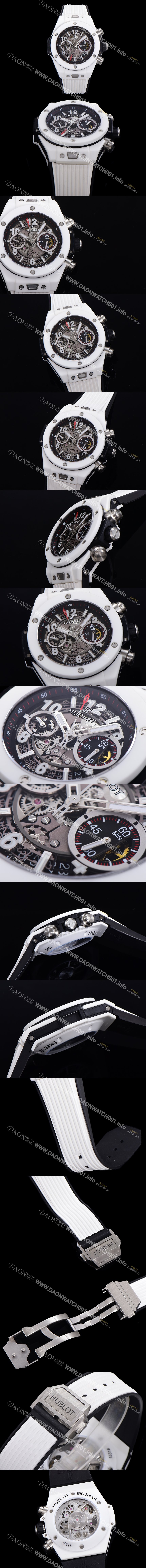 SA급 휴블렛 남성용 위블러 빅뱅 유니코 화이트매직 45mm  오토매틱 HUB1241타입 무브먼트 세라믹 우레탄줄 스켈래톤 화이트 다이얼  hub5191 xx