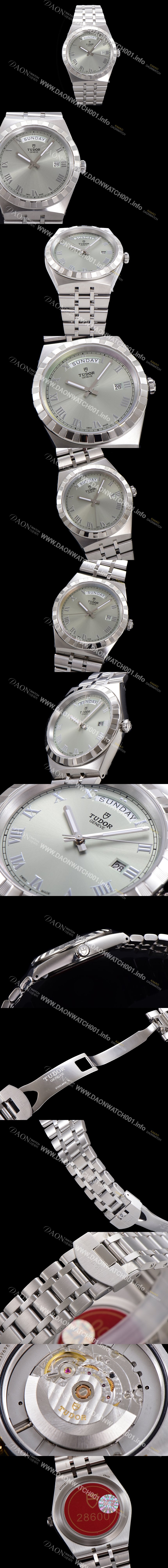 SA급 튜더 남성용 로얄 워치 오토매틱 스위스 ETA2836-2 타입 41mm 메탈줄 실버다이얼 tud5152 xx