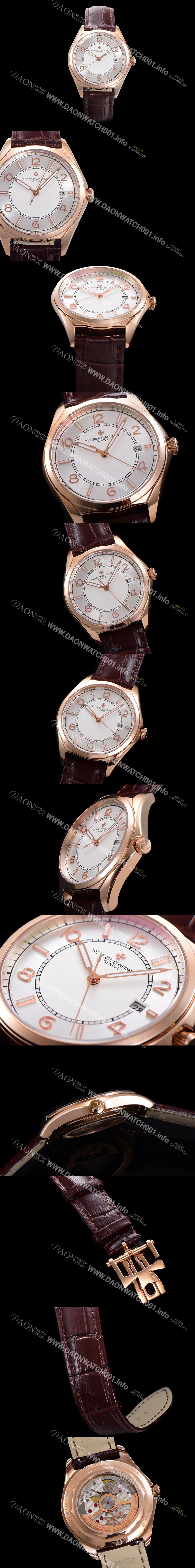 SA급 바쉐론 콘스탄틴 남성용 피프티식스 Ref.4600E 오토매틱 1326 타입 40mm 가죽줄 18K 로즈골드 실버 다이얼  vac5122 xx