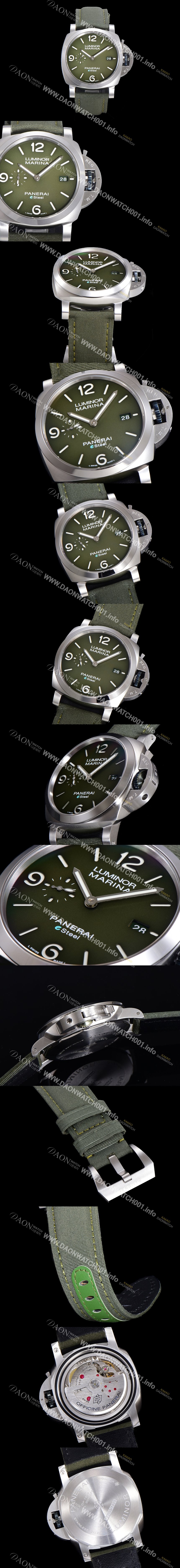 SA급 파네라이 남성용 PAM01356 루미노르 마리나 오토매틱 Cal P.9010 타입 44mm 가죽줄 그린다이얼 pan9239 xx