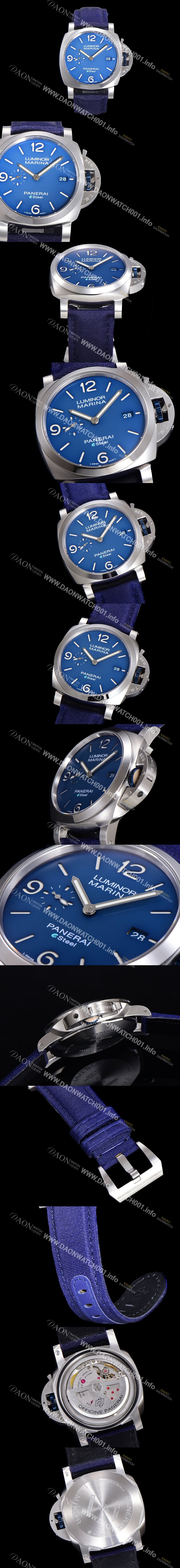 SA급 파네라이 남성용 PAM01157 루미노르 마리나 오토매틱 Cal P.9010 타입 44mm 가죽줄 블루다이얼 pan9152 xx