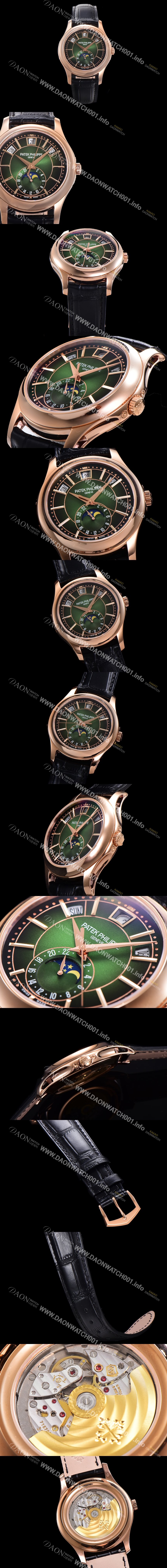 SA급 파텍필립 남성용 컴플리케이션 5205R-011 오토매틱 Cal.324 S C 문페이즈  40mm  가죽줄 그린다이얼 pat5121 xx