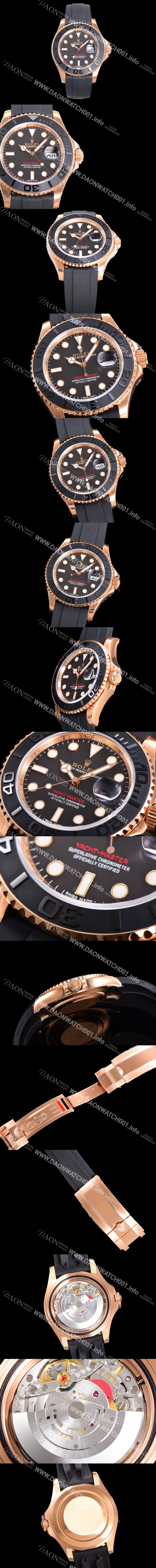 SA급 로렉스 남성용 신형 출시!  요트마스터 m126655-0002 오토매틱 Cal.3135 타입 40mm 18K 로즈골드 도금  블랙 무광 세마릭 베젤 우레탄줄 블랙다이얼  rol1359 xx