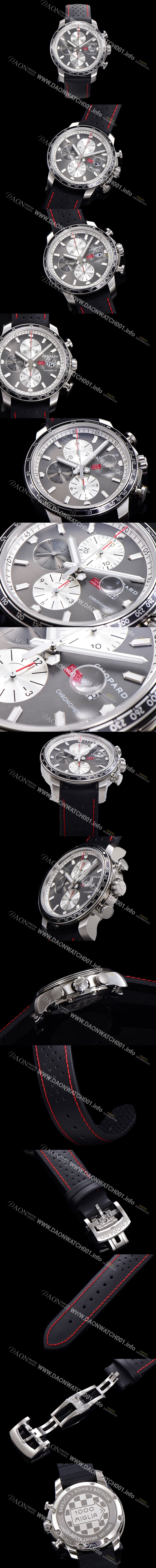 SA급 쇼파드 남성용 밀러 밀가리아 Ref.168571 오토매틱 크로노그래프 아시안 7750-2타입 44mm 가죽줄 그레이다이얼   cho1351 xx