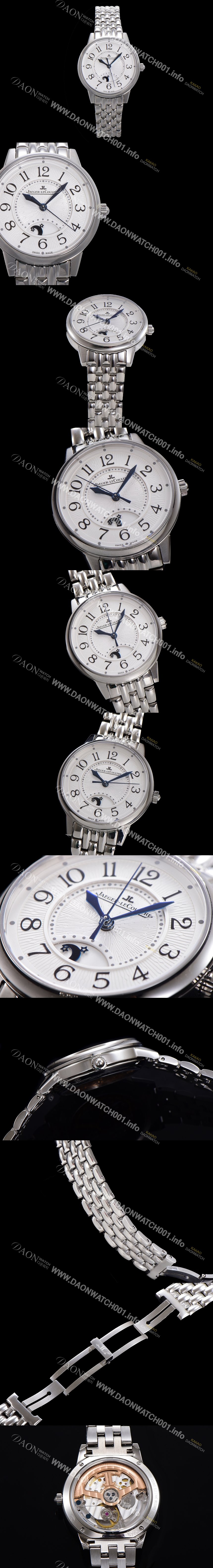 SA급 예거 르꿀르뜨 여성용 랑데뷰 나잇&데이 문페이즈 오토매틱 898A 타입 무브 34mm 메탈줄 화이트다이얼  jag9159 xx