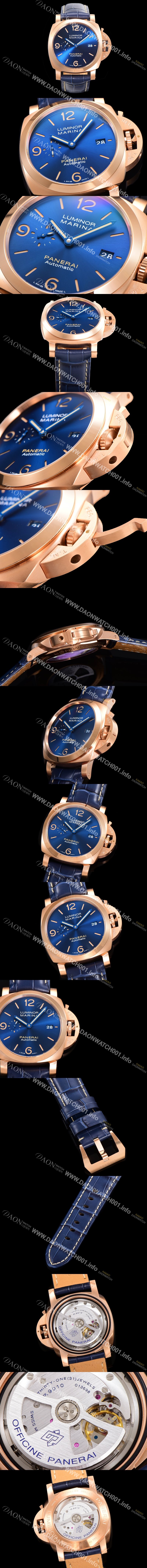 SA급 파네라이 남성용 루미노르 1950 3데이 마리나 18K 로즈골드 PAM01114 오토매틱 44미리 블루다이얼 pan9121 xx