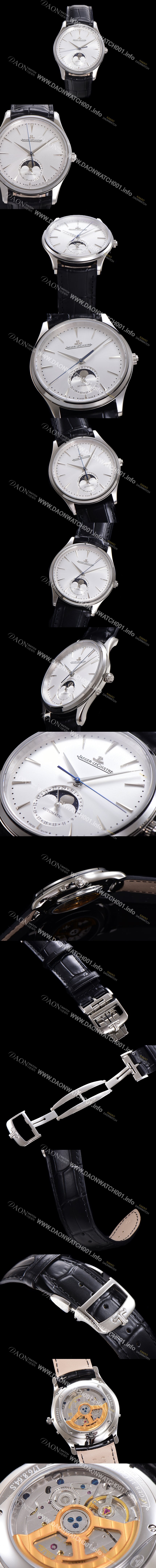 SA급 예거 르꿀르뜨 남성용 마스터 울트라 씬 문페이즈 오토매틱 925타입 39mm 가죽줄 화이트다이얼 jag1952 xx