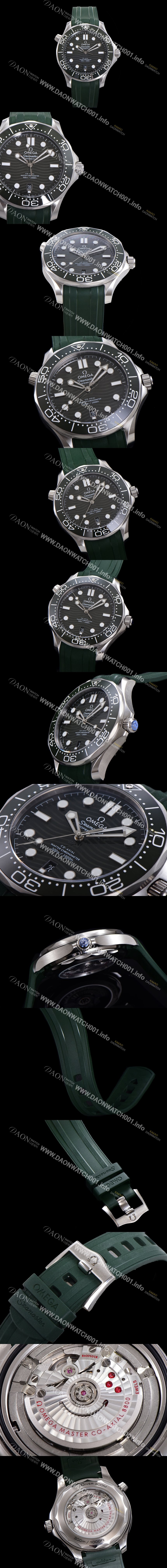SA급 오메가 남성용 신상출시! 210.32.42.20.10.001 씨마스터 다이버 300M 코-액시얼 마스터 크로노미터 오토매틱 Cal.8800 타입 42mm 메탈줄 그린다이얼 omg3129 xx