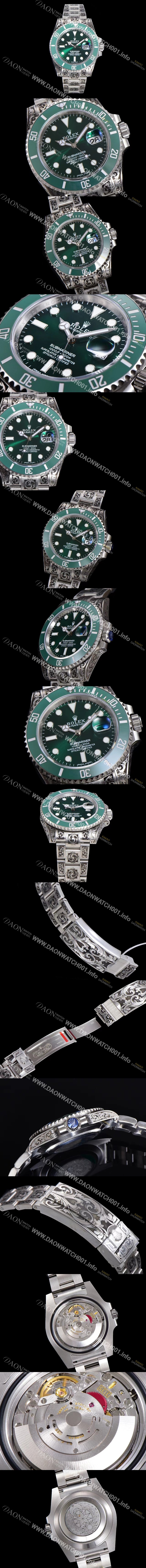 SA급 로렉스 남성용 서브마리너 오토매틱 Cal.3135 타입 40mm 904L메탈+무늬 그린다이얼 rol1923 xx