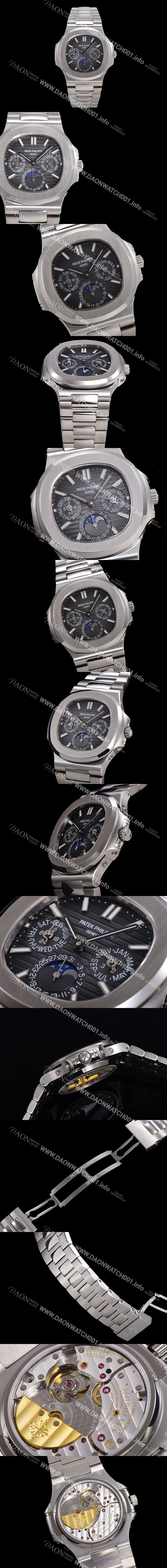 SA급 파텍필립 남성용 Ref.5740 노틸러스 문페이즈 오토매틱 Cal.240 Q타입 40mm 메탈줄  그레이다이얼 pat9911 xx