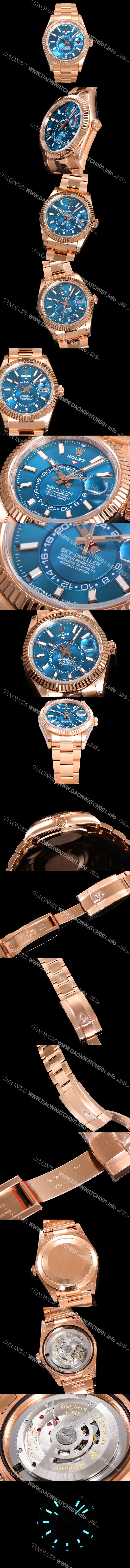 SA급  로렉스 남성용 스카이더웰러 오이스터 퍼페츄얼 오토매틱 Cal.9001타입 42미리 18K 로즈골드 블루 다이얼 rol5296 xx