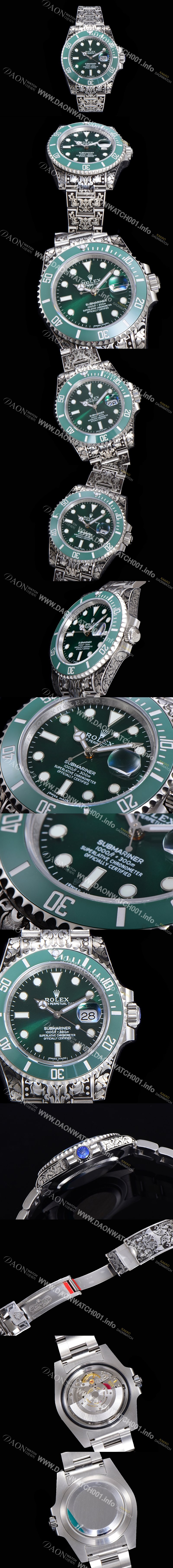 SA급 로렉스 남성용 서브마리너 오토매틱 Cal.3135 타입 40mm 904L메탈+무늬 그린다이얼  rol5191 xx
