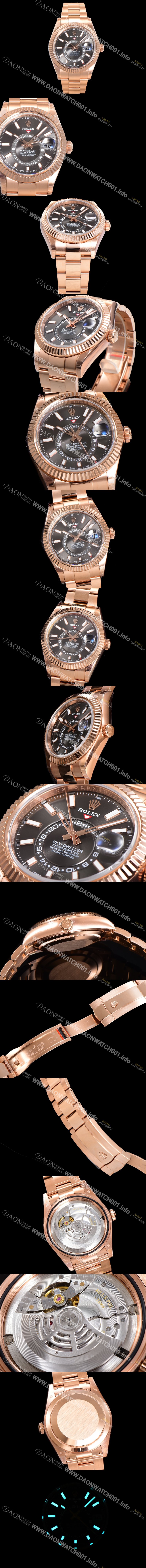 SA급  로렉스 남성용 스카이더웰러 오이스터 퍼페츄얼 오토매틱 Cal.9001타입 42미리 18K 로즈골드 그레이 다이얼 rol5295 xx