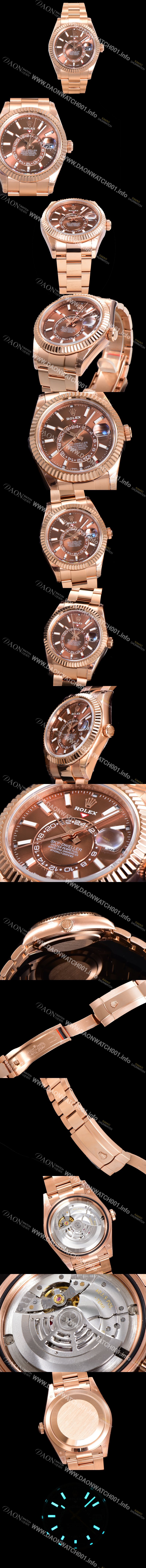 SA급  로렉스 남성용 스카이더웰러 오이스터 퍼페츄얼 오토매틱 Cal.9001타입 42미리 18K 로즈골드 브라운 다이얼 rol5294 xx