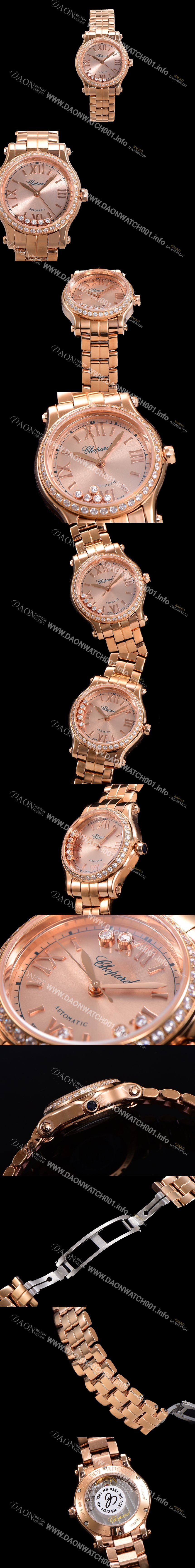 SA급 쇼파드 여성용 해피 다이아몬드 오토매틱 ETA2892-2 타입 36mm 래이디스/금장시계 18K로즈골드  골드다이얼 cho2951 xx