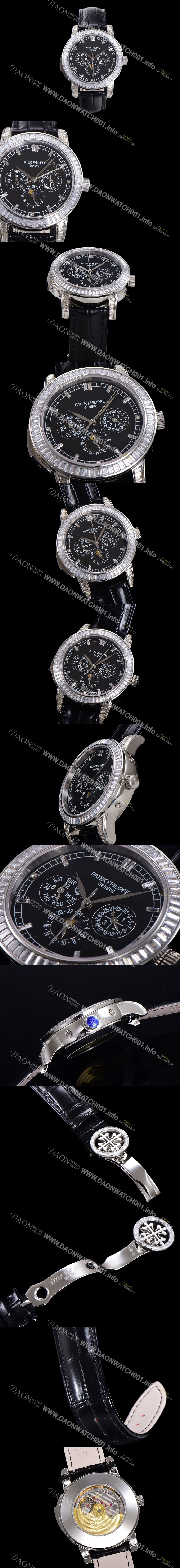SA급 파텍필립 남성용 Ref.5073P 그랜드 컴플리케이션 문페이즈 오토매틱 다이아몬드셋팅 42mm 가죽줄 블랙다이얼 pat9125 xx