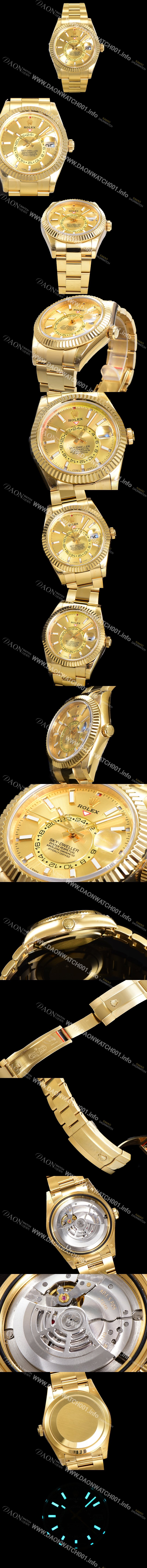 SA급  로렉스 남성용 스카이더웰러 오이스터 퍼페츄얼 오토매틱 Cal.9001타입 42미리 18K 옐루골드 골드다이얼 rol5292 xx