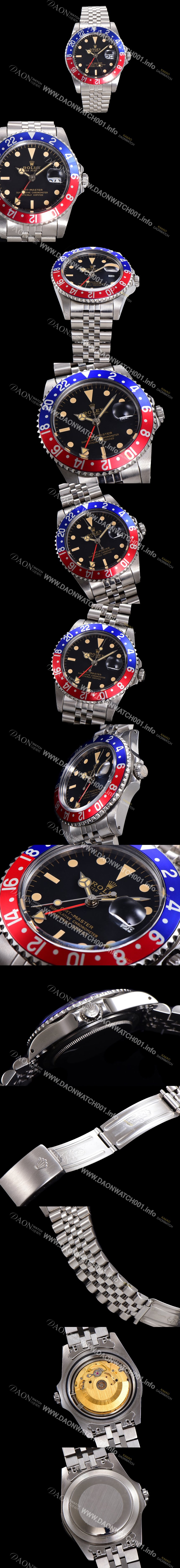 SA급 로렉스 남성용 지엠티-마스터 클래식 모델 Ref.16700 오토매틱 E2836-2 타입 40mm 메탈줄 블랙다이얼 rol1295 xx