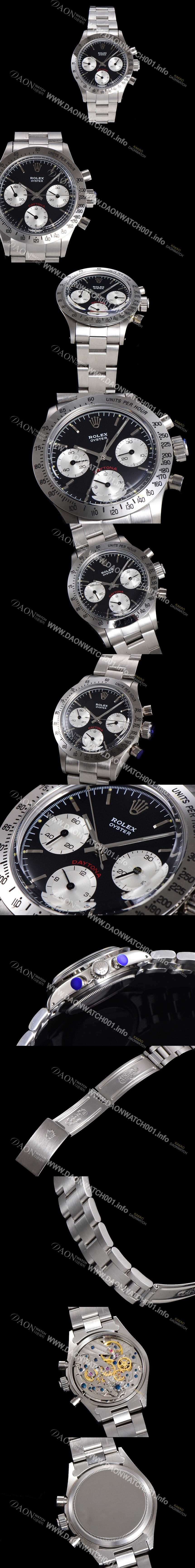 SA급 로렉스 남성용 1965년 모델  클래식 코스모그래프 데이토나  Ref.6239 수동감기/기계식 37mm 스크류 다운 푸셔 메탈줄 블랙다이얼 rol1951 xx